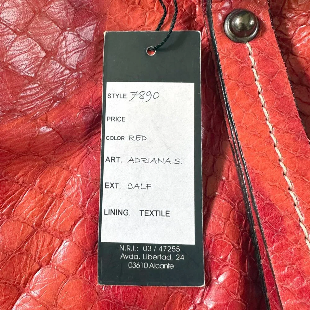 Vtg Robert Pietri Red Leather Bag Genuine Spanish Snake Embossed 90s Y2K Mobwife